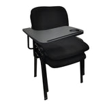 Set of 6 NNECN Black Lecture Chairs with Removable Writing Tablet for Classroom and Conference Use - Low Angle