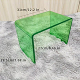 Contemporary U-Shaped Acrylic Stool for Shoe Changing and Storage - Side View