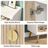 Contemporary 7-Tier Wooden Shoe Cabinet with Gold Accents and Adjustable Shelves - Rear View