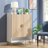 Contemporary 7-Tier Wooden Shoe Cabinet with Gold Accents and Adjustable Shelves - Extra Image