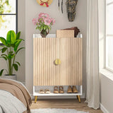 Contemporary 7-Tier Wooden Shoe Cabinet with Gold Accents and Adjustable Shelves - Extra Image