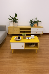 NNECN Modern Living Room TV Stand Table Set - Front View