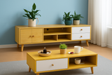 NNECN Modern Living Room TV Stand Table Set - Top-Down View