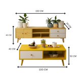 NNECN Modern Living Room TV Stand Table Set - 45-Degree Angle