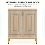 Contemporary 5-Tier Shoe Storage Cabinet with Geometric Doors in White/Natural Finish - Extra Image