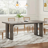 Vintage Gray Wood Rectangular Dining Table for Modern Rustic Spaces - Front View