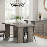 Vintage Gray Wood Rectangular Dining Table for Modern Rustic Spaces - Rear View