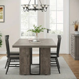 Vintage Gray Wood Rectangular Dining Table for Modern Rustic Spaces - Close-Up Angle