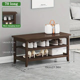 Classic Bamboo 70cm Shoe Changing Bench and Storage Organizer - Side View