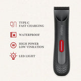 Womens Waterproof Intimate Hair Trimmer Body Groomer Red - Close-Up Angle
