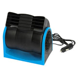 12V Adjustable Car Air Fan Dual Blue - Front View