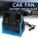 12V Adjustable Car Air Fan Dual Blue - Top-Down View