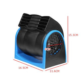 12V Adjustable Car Air Fan Dual Blue - 45-Degree Angle