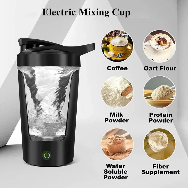 Portable Electric Bottle 450ML Self-Mixing Blender Black