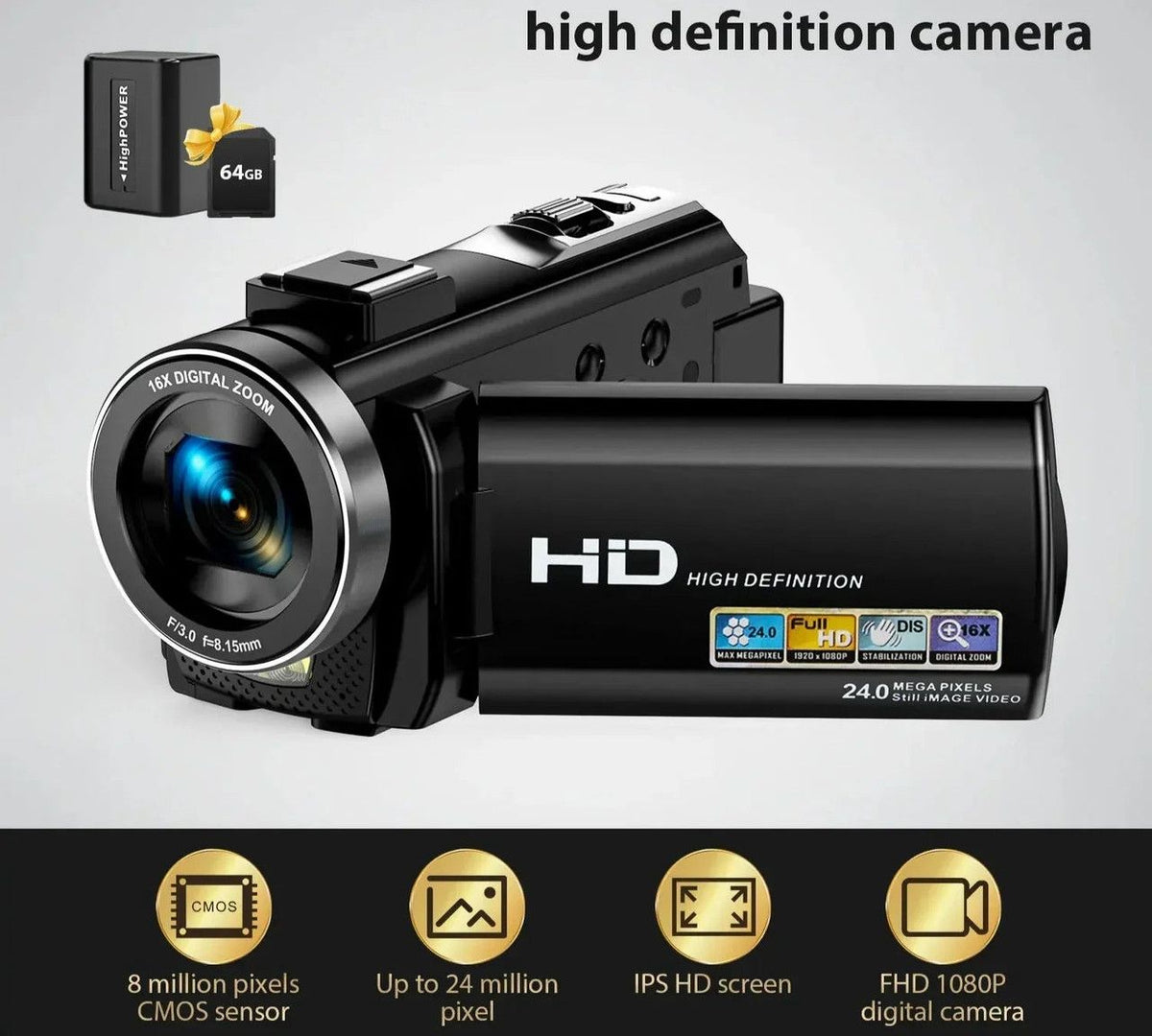 Digital HD Camera with Rotating Screen