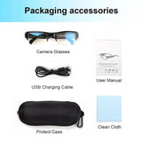 1080P HD Mini Camera Glasses Wearable DVR Video Recorder Black - Side View