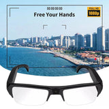 1080P HD Mini Camera Glasses Wearable DVR Video Recorder Black - Top-Down View