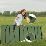 Portable Camping Cot Compact Folding Bed Green - Close-Up Angle