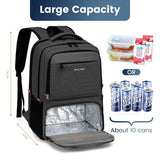 Waterproof Insulated Cooler Backpack Black - Rear View