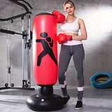 1Pc Inflatable Fitness Boxing Bag Stand - Durable Martial Arts Training Aid(Red) - Front View