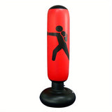 1Pc Inflatable Fitness Boxing Bag Stand - Durable Martial Arts Training Aid(Red) - Side View