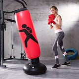 1Pc Inflatable Fitness Boxing Bag Stand - Durable Martial Arts Training Aid(Red) - Top-Down View