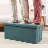 Linen Foldable Storage Stool Chair Box - Front View