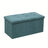 Linen Foldable Storage Stool Chair Box - Side View