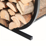 U-Shaped Metal Firewood Rack Stand - Side View