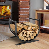 U-Shaped Metal Firewood Rack Stand - Top-Down View