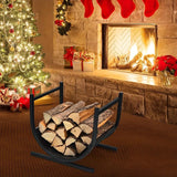 U-Shaped Metal Firewood Rack Stand - Rear View