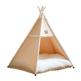 Linen Pet Teepee Bed - Side View