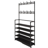 Stainless Steel Coat & Shoe Rack (8-Hook 5-Tier)