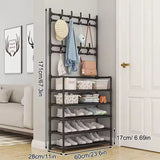 Stainless Steel Coat & Shoe Rack (8-Hook 5-Tier)