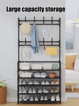 Stainless Steel Coat & Shoe Rack (8-Hook 5-Tier)