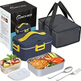 Electric Heated Lunch Box with Insulated Bag - Side View