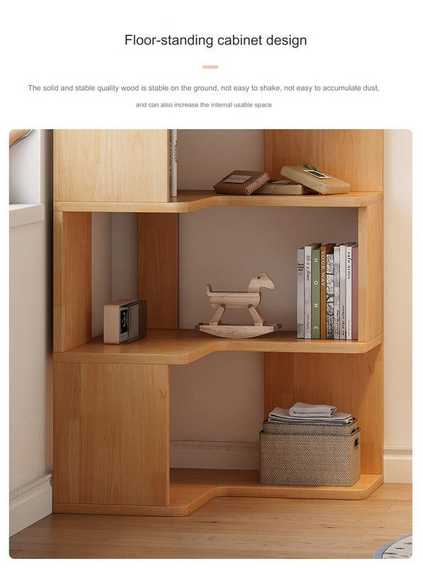 Contemporary Walnut Wood 5-Tier Corner Bookshelf