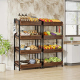 Vintage Farmhouse 4-Tier Wooden Snack Organizer - Rustic Brown - 45-Degree Angle