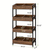 Vintage Farmhouse 4-Tier Wooden Snack Organizer - Rustic Brown - Rear View