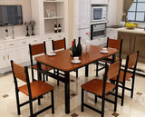 NNECN Wood & Steel Dining Set (Oak & Black) - Front View