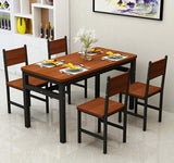 NNECN Wood & Steel Dining Set (Oak & Black) - Side View