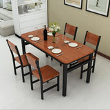 NNECN Wood & Steel Dining Set (Oak & Black) - Rear View