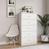 NNECN Classic Elegance: Five-Drawer Chest for Organized Living - 45-Degree Angle