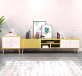 Elegant Wooden TV Cabinet with Concealed Storage and Dual Drawers - Front View