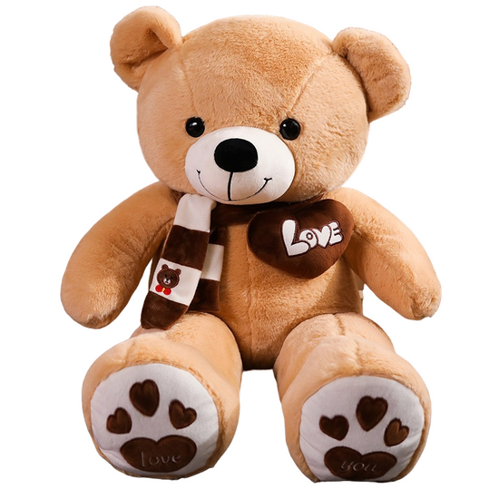 NNECN 100cm Khaki Plush Giant Teddy Bear with Scarf - Soft & Cuddly Stuffed Animal Pillow