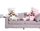 NNECN Huge 100cm Giant Pink Teddy Bear Soft Plush Cotton Scarf Bear Toy Doll Stuffed - Front View
