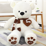NNECN Huge 100cm White Giant Teddy Bear Toys Stuffed Animals Soft Plush Cotton Scarf Bear Hold Pillow Doll - Side View