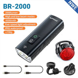 Rechargeable LED Bike Light Set Black - Front View