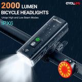 Rechargeable LED Bike Light Set Black - Top-Down View