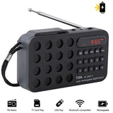 Portable Solar FM Radio Bluetooth Speaker Black - Front View
